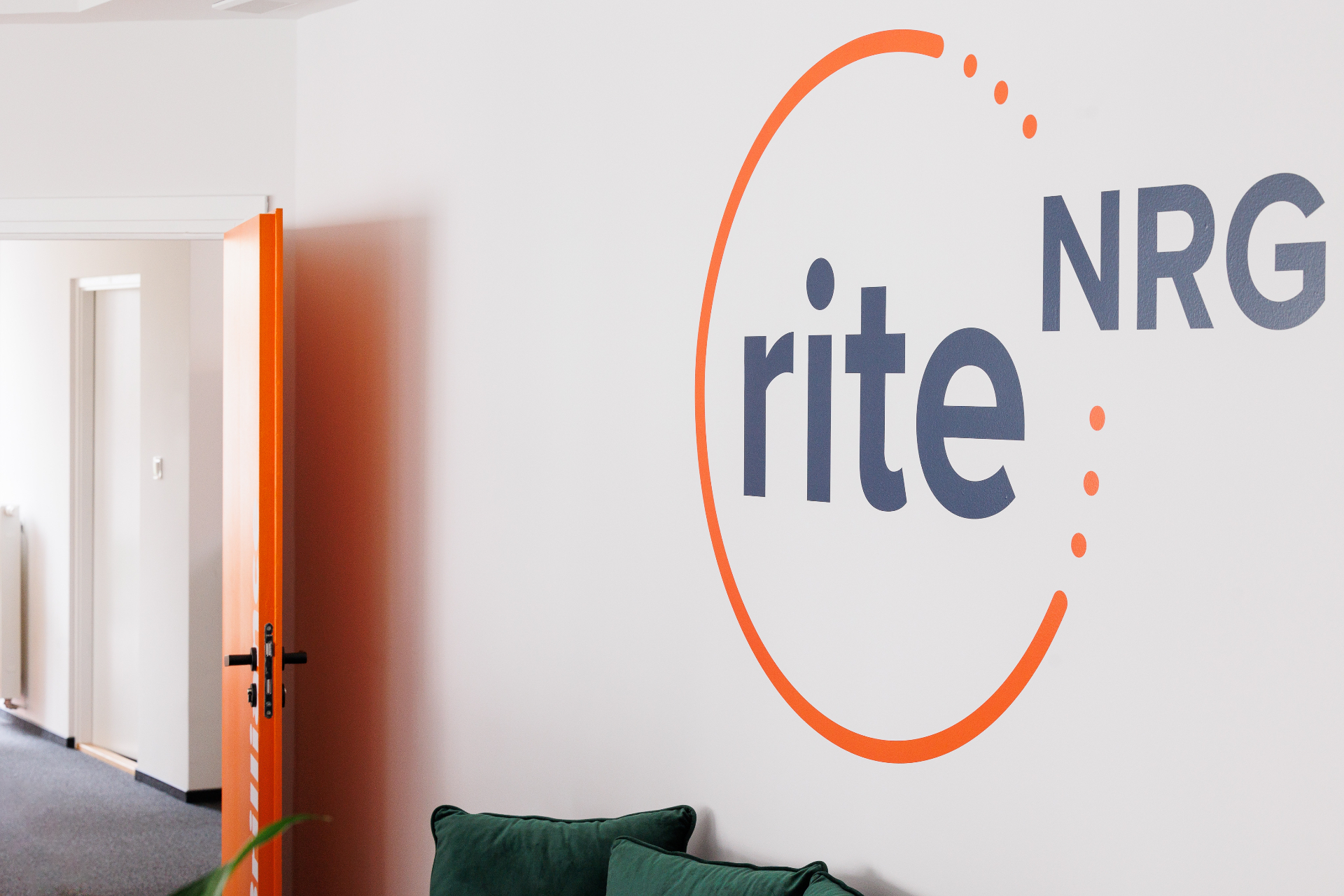 The RITE NRG logo painted on the office wall