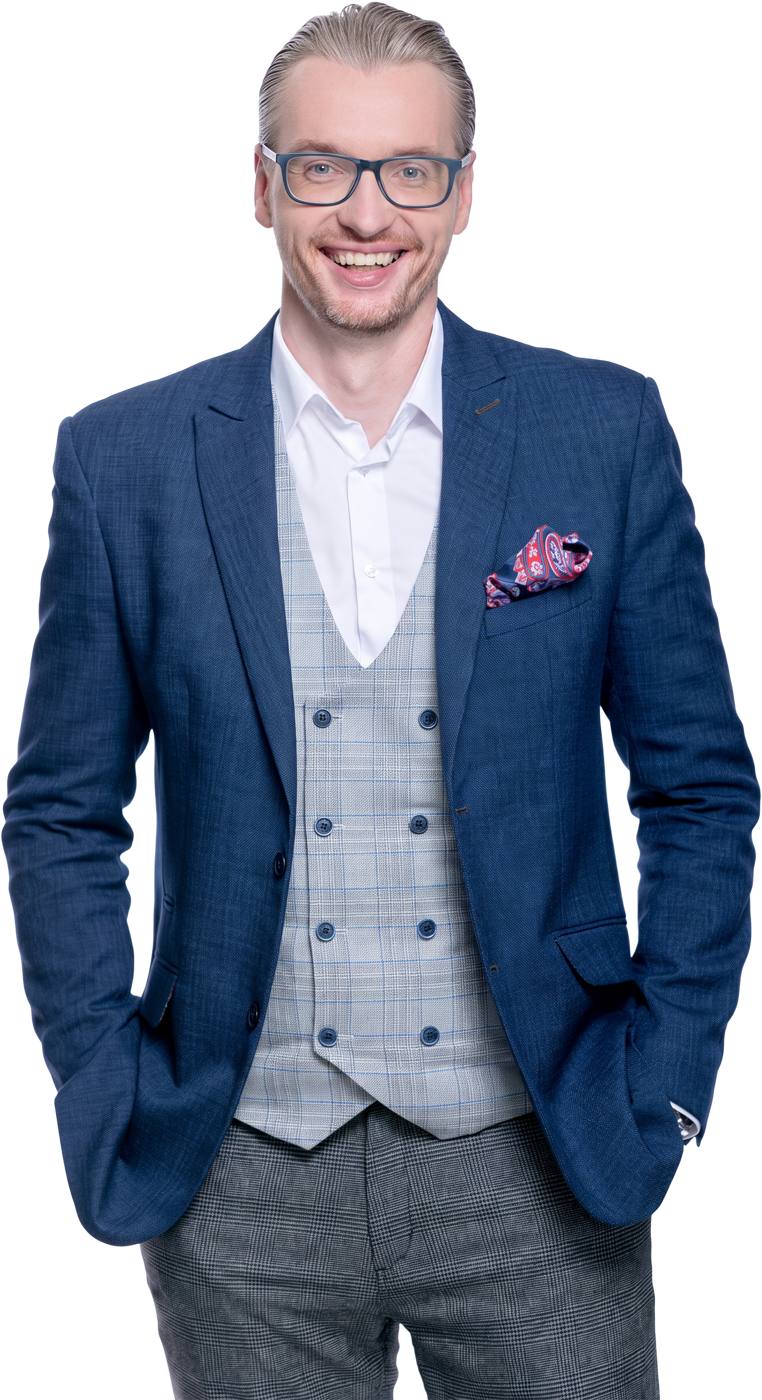 A smiling RITE NRG leader in a blue jacket